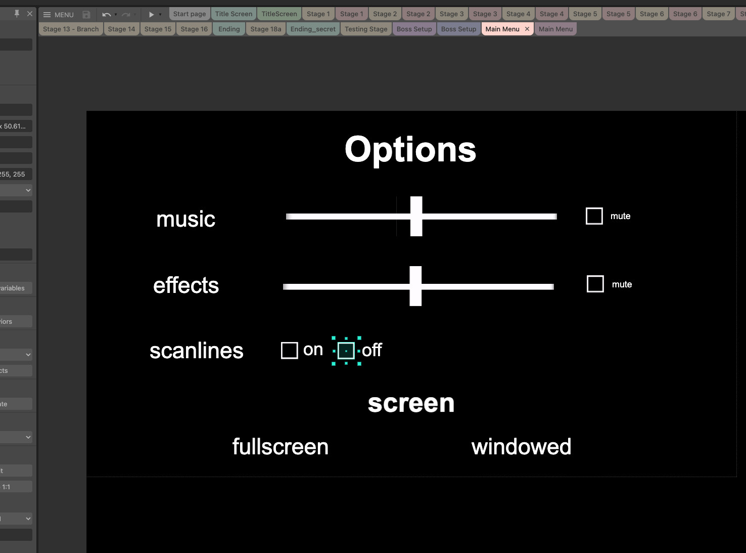 Options Menu… optioning.
